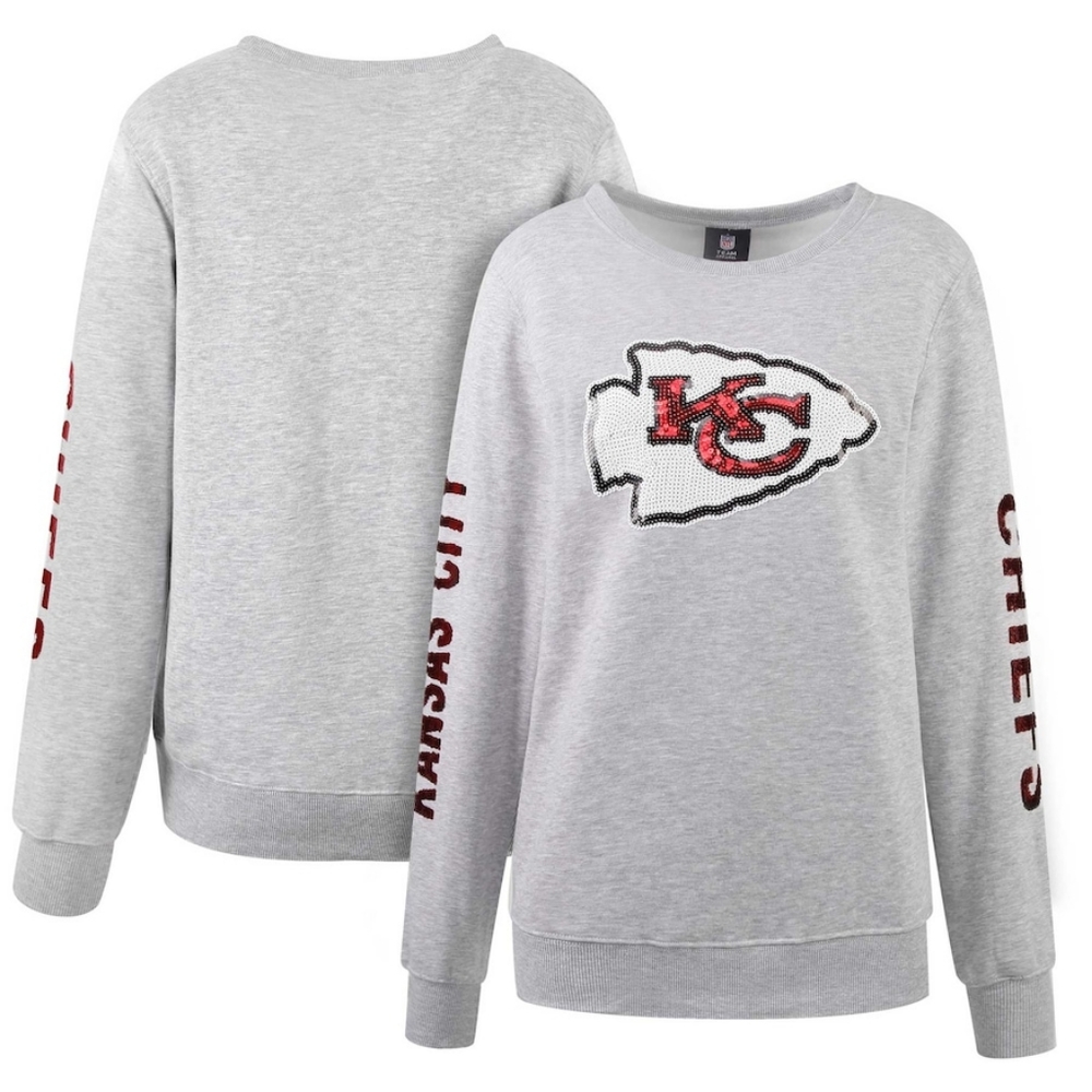 Kansas City Chiefs Cuce Women's Sequined Logo Pullover Sweatshirt